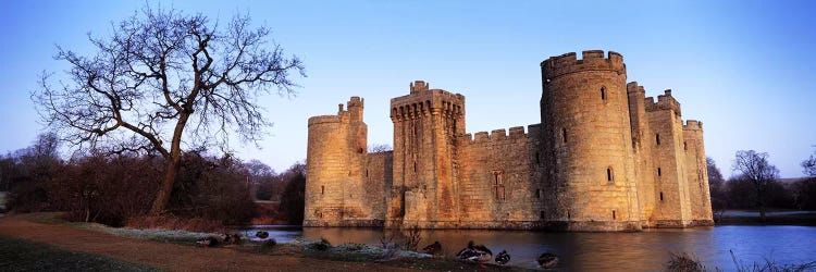 Moat around a castle, Bodiam Castle, East Sussex, England