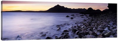 Rocks on the beach, Elgol Beach, Elgol, looking towards Cuillin Hills, Isle Of Skye, Scotland Canvas Art Print - Scotland Art