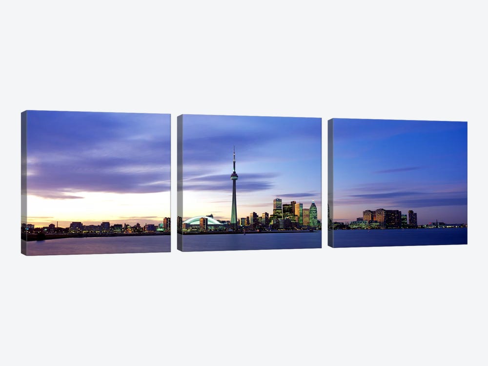 Skyline At Dusk, Toronto, Ontario, Canada by Panoramic Images 3-piece Art Print