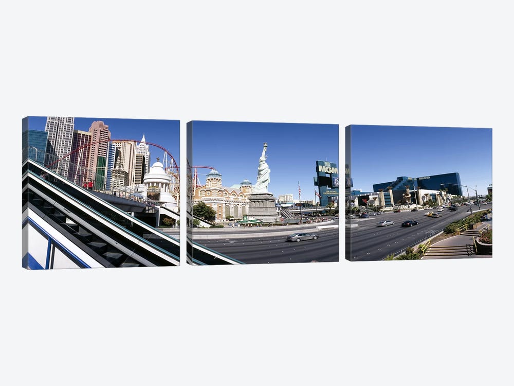 Buildings in a city, New York New York Hotel, MGM Casino, The Strip, Las Vegas, Clark County, Nevada, USA by Panoramic Images 3-piece Art Print