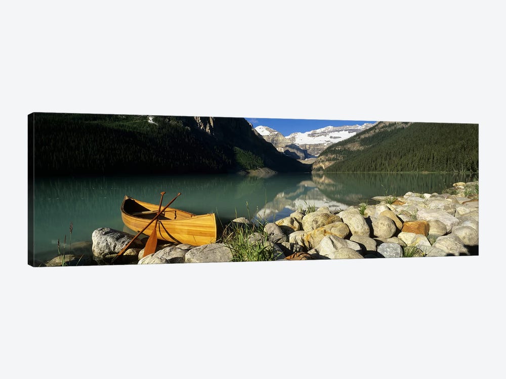 Lone Canoe, Lake Louise, Banff National Park, Alberta, Canada by Panoramic Images 1-piece Canvas Art Print