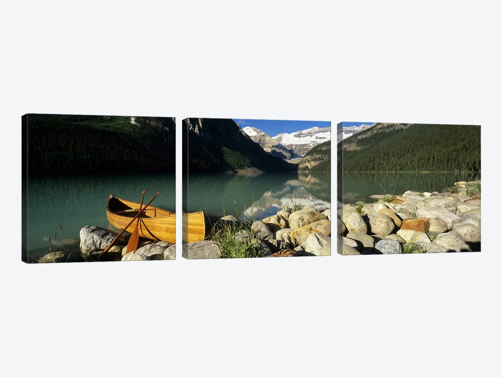 Lone Canoe, Lake Louise, Banff National Park, Alberta, Canada by Panoramic Images 3-piece Art Print