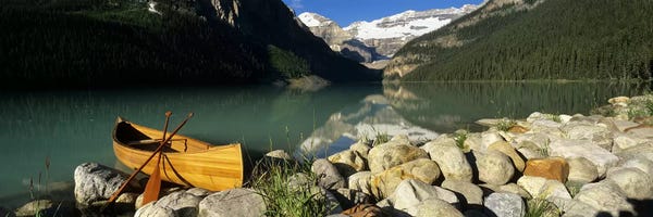 Canoes: Lone Canoe, Lake Louise, Banff National Park, Alberta, Canada by Panoramic Images
