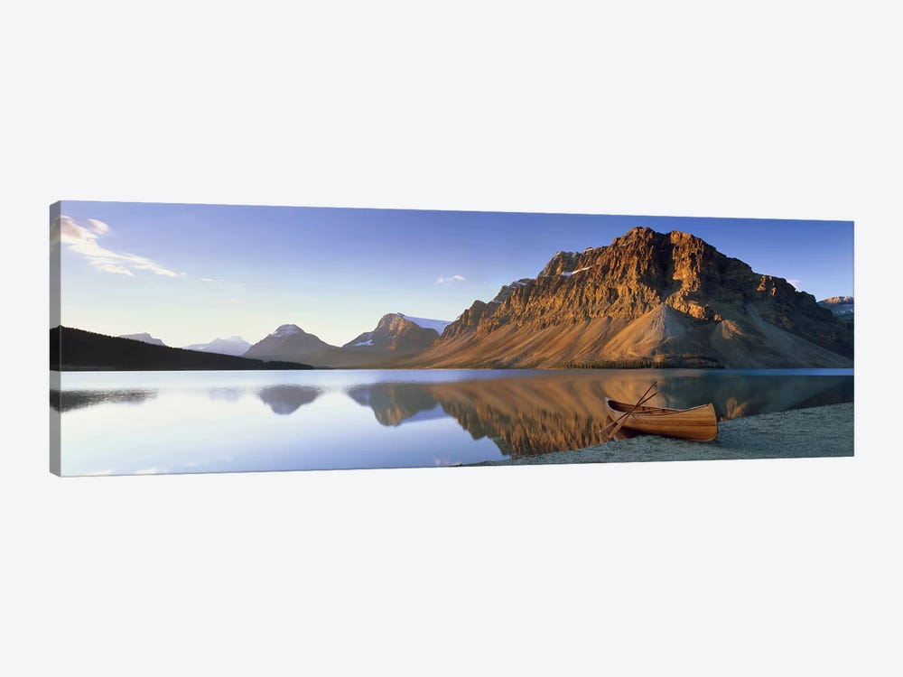 Lone Canoe, Bow Lake, Banff National Park, Alberta, Canada by Panoramic Images 1-piece Canvas Art