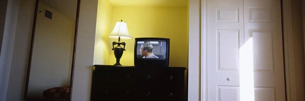 Television and lamp in a hotel room I, Las Vegas, Clark County, Nevada, USA