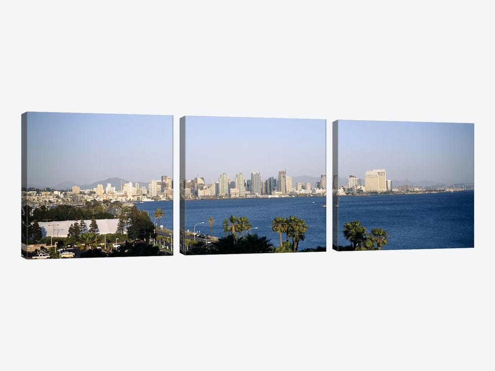 City at the waterfront, San Diego, San Diego Bay, San Diego County, California, USA by Panoramic Images 3-piece Canvas Art