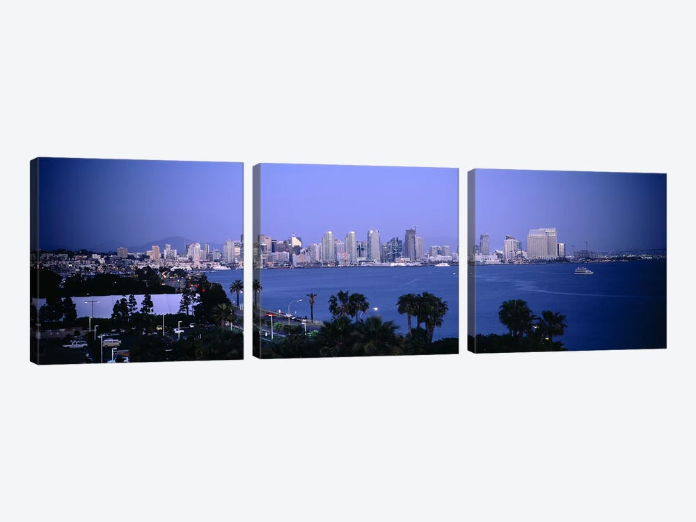 City at the waterfront, San Diego, San Diego Bay, San Diego County, California, USA #2 by Panoramic Images 3-piece Canvas Print