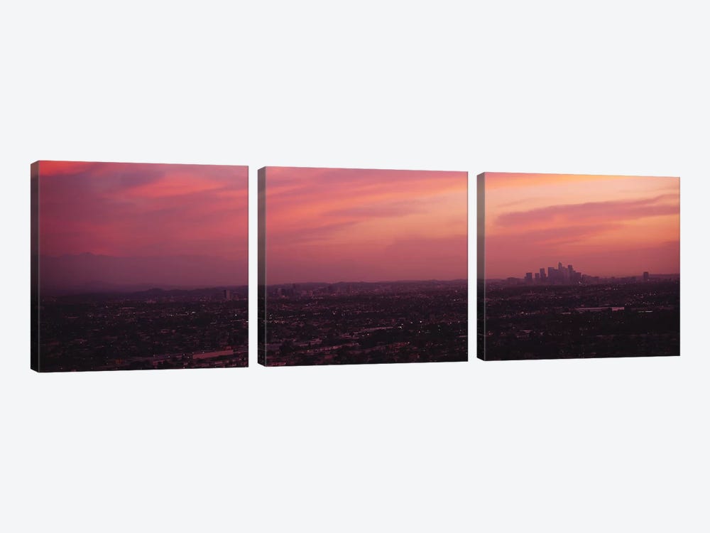 Buildings in a city, Hollywood, San Gabriel Mountains, City Of Los Angeles, Los Angeles County, California, USA by Panoramic Images 3-piece Canvas Art