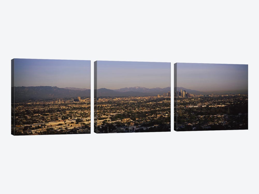 Buildings in a city, Hollywood, San Gabriel Mountains, City Of Los Angeles, Los Angeles County, California, USA #2 by Panoramic Images 3-piece Canvas Art Print