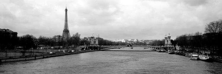 A View Down The Seine In B&W, Paris, Ile-De-France, France