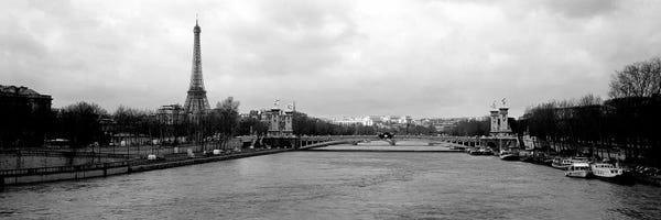 Towers: A View Down The Seine In B&W, Paris, Ile-De-France, France by Panoramic Images