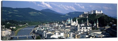 High-Angle View Of Altstadt, Salzburg, Austria Canvas Art Print - Austria Art