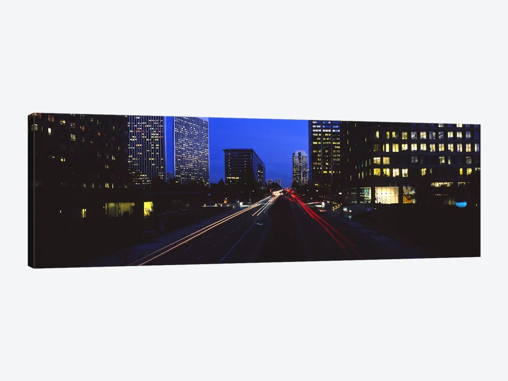 Buildings lit up at night, Century City, Los Angeles, California, USA by Panoramic Images 1-piece Canvas Artwork