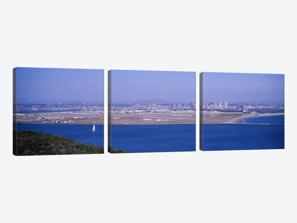 High angle view of a coastline, Coronado, San Diego, San Diego Bay, San Diego County, California, USA by Panoramic Images 3-piece Canvas Art