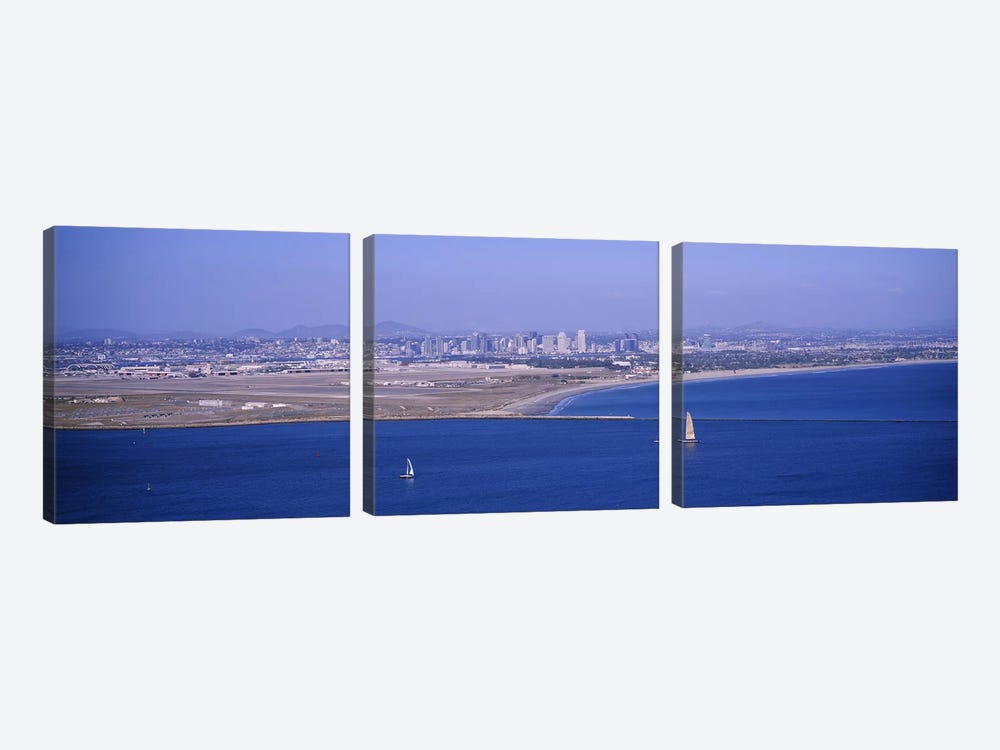 High angle view of a coastline, Coronado, San Diego, San Diego Bay, San Diego County, California, USA #2 by Panoramic Images 3-piece Canvas Print