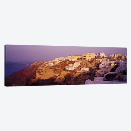 Town on a cliff, Santorini, Greece Canvas Print #PIM6656} by Panoramic Images Canvas Artwork
