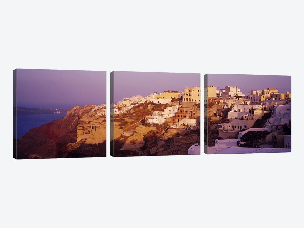Town on a cliff, Santorini, Greece by Panoramic Images 3-piece Art Print