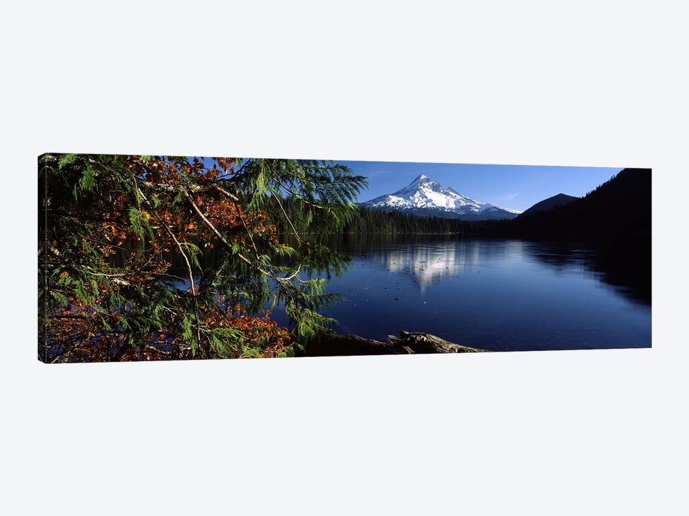 Reflection of a mountain in a lake, Mt Hood, Lost Lake, Mt. Hood National Forest, Hood River County, Oregon, USA by Panoramic Images 1-piece Canvas Art Print