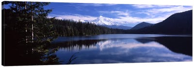 Reflection of clouds in waterMt Hood, Lost Lake, Mt. Hood National Forest, Hood River County, Oregon, USA Canvas Art Print