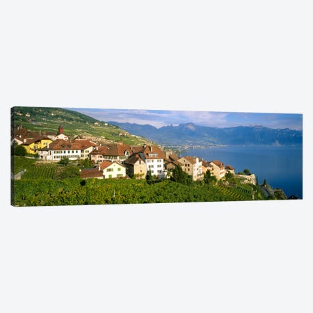 Village Rivaz between Vineyards & Mts. Lake Geneva Switzerland Canvas Print #PIM666} by Panoramic Images Canvas Art Print
