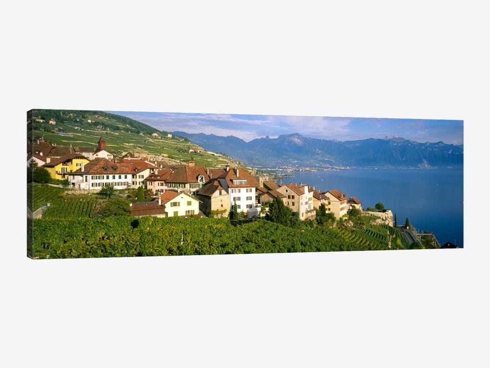 Village Rivaz between Vineyards & Mts. Lake Geneva Switzerland by Panoramic Images 1-piece Canvas Artwork