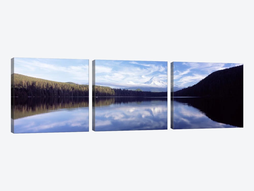 Reflection of clouds in a lake, Mt Hood viewed from Lost Lake, Mt. Hood National Forest, Hood River County, Oregon, USA by Panoramic Images 3-piece Art Print