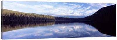 Reflection of clouds in a lake, Mt Hood viewed from Lost Lake, Mt. Hood National Forest, Hood River County, Oregon, USA Canvas Art Print - Portland Art