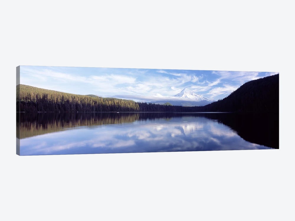 Reflection of clouds in a lake, Mt Hood viewed from Lost Lake, Mt. Hood National Forest, Hood River County, Oregon, USA by Panoramic Images 1-piece Canvas Print