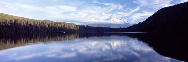 Reflection of clouds in a lake, Mt Hood viewed from Lost Lake, Mt. Hood National Forest, Hood River County, Oregon, USA
