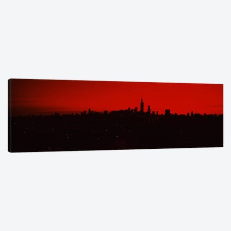 Silhouette of buildings at sunrise, Chicago, Illinois, USA Canvas Print #PIM6674} by Panoramic Images Canvas Artwork