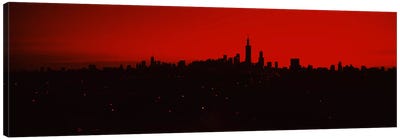 Silhouette of buildings at sunrise, Chicago, Illinois, USA Canvas Art Print - Illinois Art