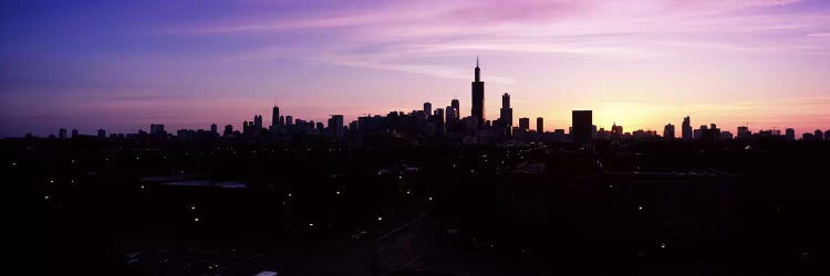 Silhouette of buildings at sunrise, Chicago, Illinois, USA #2 by Panoramic Images wall art