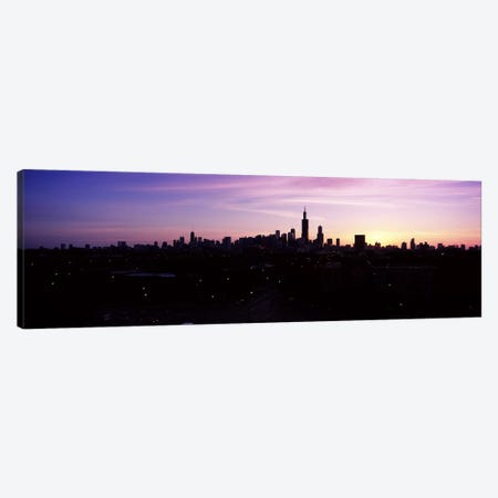 Silhouette of buildings at sunrise, Chicago, Illinois, USA #2 Canvas Print #PIM6675} by Panoramic Images Canvas Artwork
