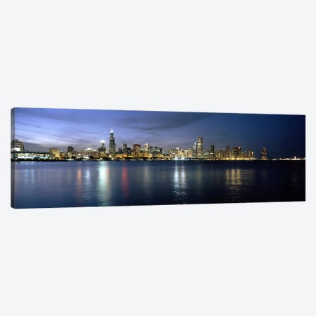 Downtown Skyline At Night, Chicago, Cook County, Illinois, USA Canvas Print #PIM6676} by Panoramic Images Canvas Art