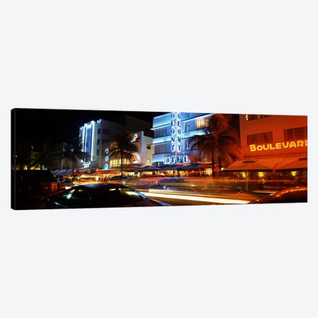 Buildings at the roadside, Ocean Drive, South Beach, Miami Beach, Florida, USA Canvas Print #PIM6677} by Panoramic Images Canvas Artwork