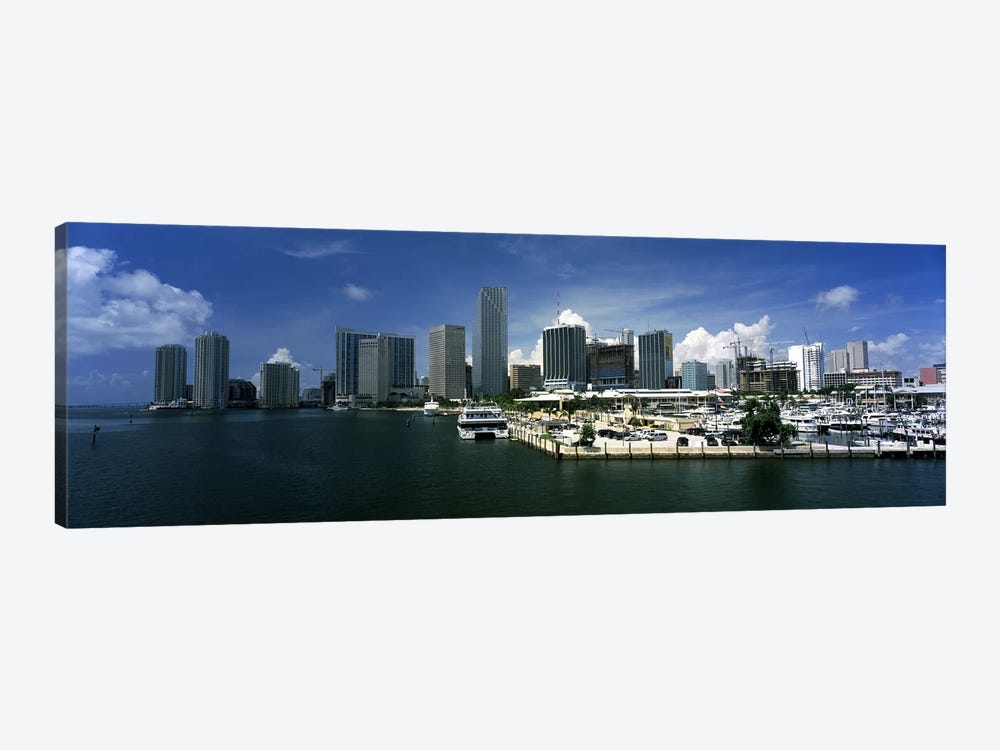 Skyscrapers at the waterfront viewed from Biscayne Bay, Ocean Drive, South Beach, Miami Beach, Florida, USA by Panoramic Images 1-piece Canvas Art Print