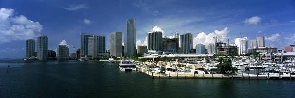 Skyscrapers at the waterfront viewed from Biscayne Bay, Ocean Drive, South Beach, Miami Beach, Florida, USA