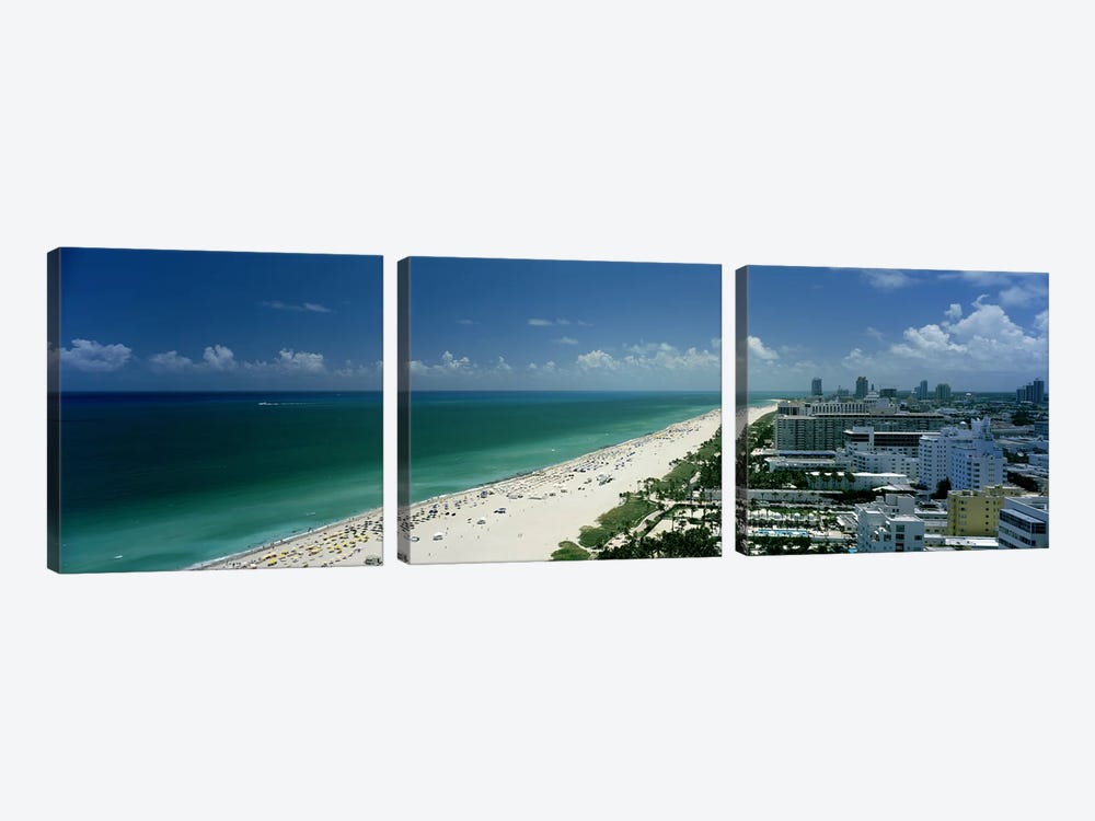 City at the beachfront, South Beach, Miami Beach, Florida, USA by Panoramic Images 3-piece Canvas Artwork