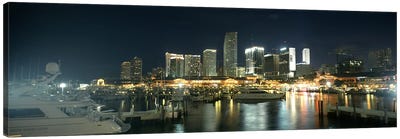 Boats at a harbor with buildings in the background, Miami Yacht Basin, Miami, Florida, USA Canvas Art Print - Yacht Art