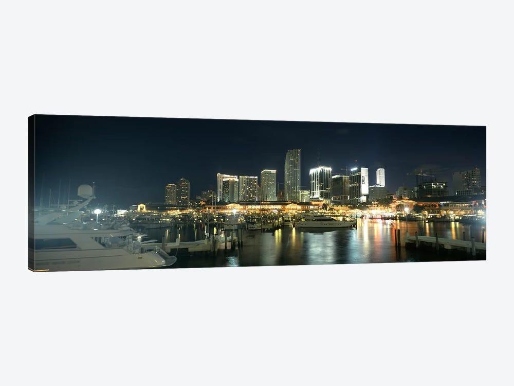 Boats at a harbor with buildings in the background, Miami Yacht Basin, Miami, Florida, USA by Panoramic Images 1-piece Canvas Print