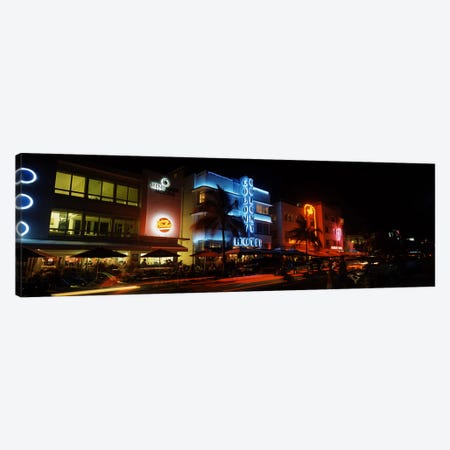 Buildings at the roadside, Ocean Drive, South Beach, Miami Beach, Florida, USA #2 Canvas Print #PIM6682} by Panoramic Images Canvas Art