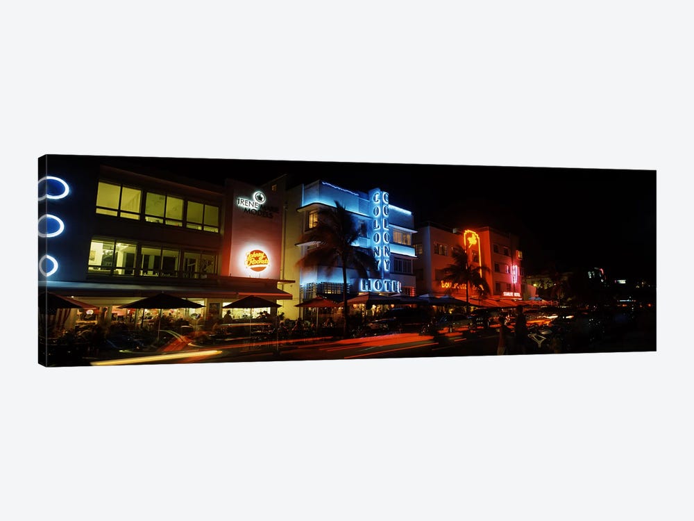 Buildings at the roadside, Ocean Drive, South Beach, Miami Beach, Florida, USA #2 by Panoramic Images 1-piece Canvas Wall Art