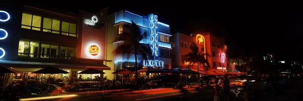 Miami Beach: Buildings at the roadside, Ocean Drive, South Beach, Miami Beach, Florida, USA #2 by Panoramic Images