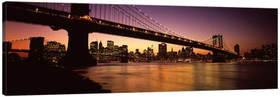 Bridge across the riverManhattan Bridge, Lower Manhattan, New York City, New York State, USA Canvas Art Print - New York City Skylines