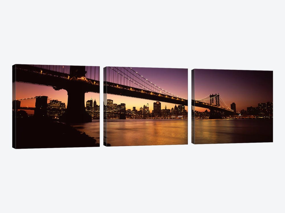Bridge across the riverManhattan Bridge, Lower Manhattan, New York City, New York State, USA by Panoramic Images 3-piece Canvas Artwork
