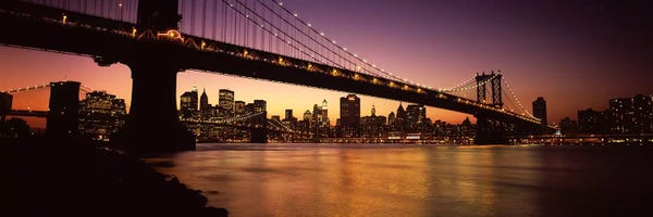 City Sunrises & Sunsets: Bridge across the riverManhattan Bridge, Lower Manhattan, New York City, New York State, USA by Panoramic Images
