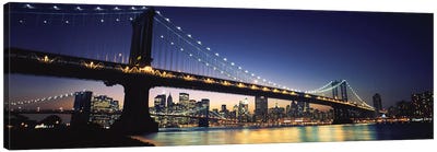 Bridge across the riverManhattan Bridge, Lower Manhattan, New York City, New York State, USA Canvas Art Print - Urban River, Lake & Waterfront Art