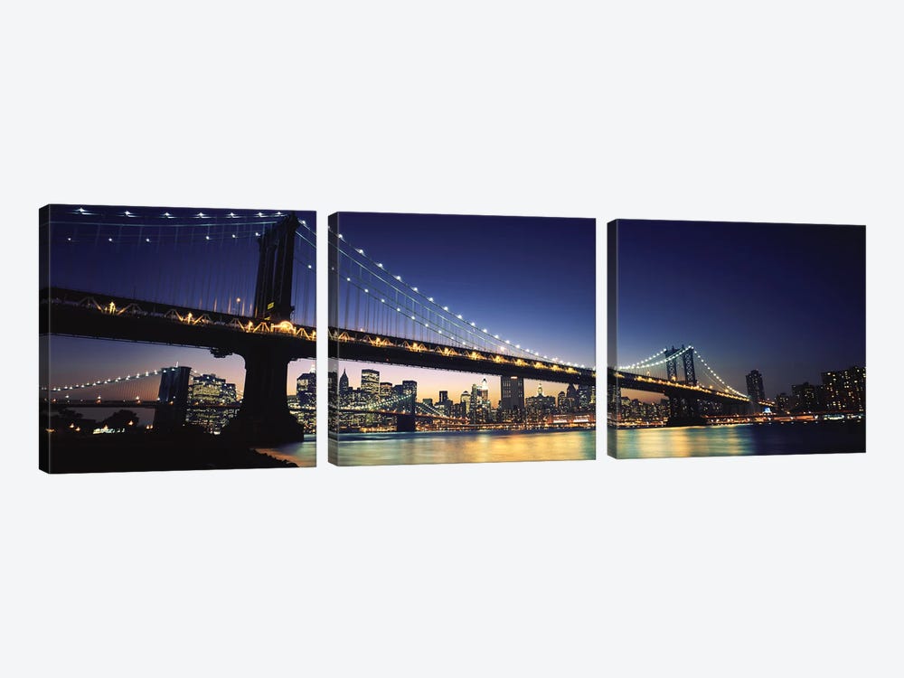 Bridge across the riverManhattan Bridge, Lower Manhattan, New York City, New York State, USA by Panoramic Images 3-piece Canvas Art Print