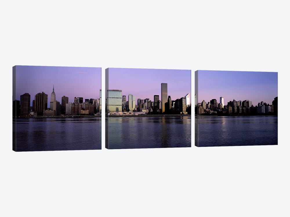 Midtown East Skyline At Dusk, Midtown, Manhattan, New York City, New York, USA by Panoramic Images 3-piece Canvas Artwork