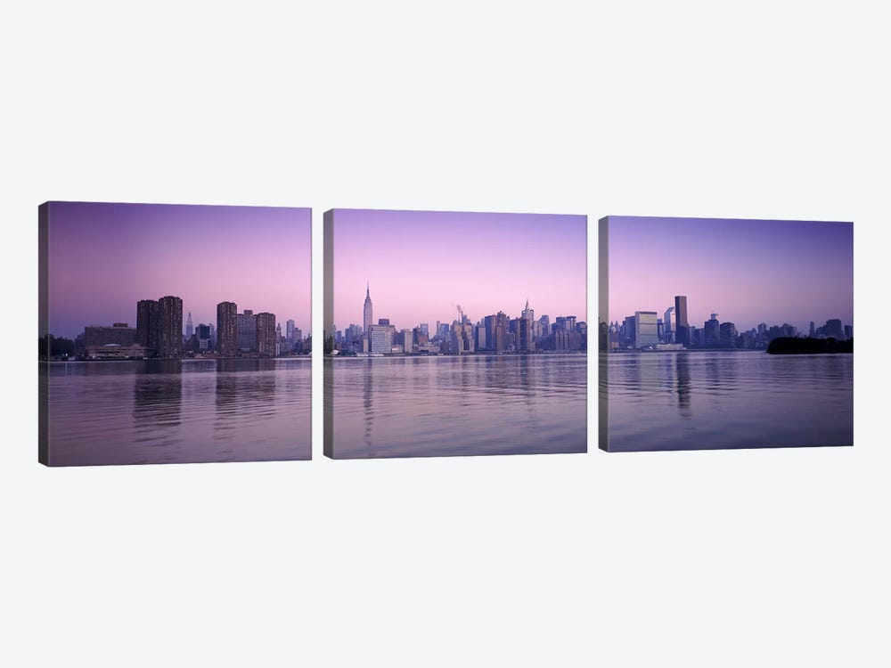 Buildings at the waterfront, viewed from QueensEmpire State Building, Midtown Manhattan, New York City, New York State, USA by Panoramic Images 3-piece Canvas Print